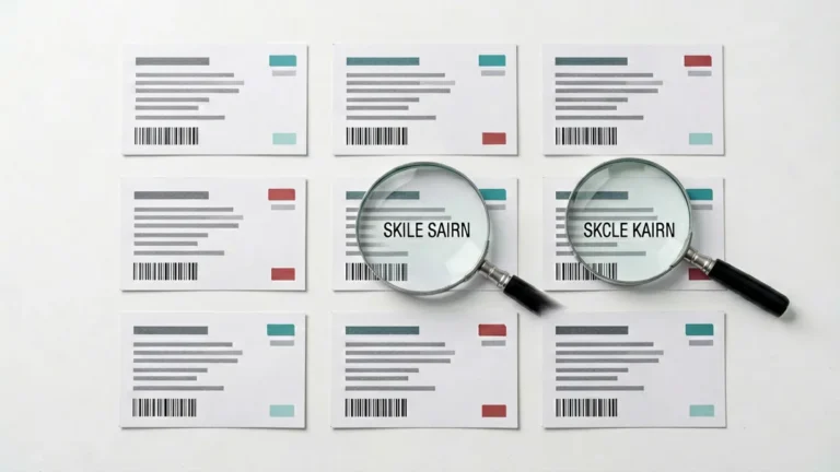 Nine plain catalogue record cards arranged for a structured Manchester range comparison